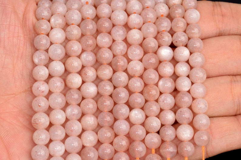 6-7MM Pink Moonstone Beads Grade AA 102737 61 30 Pcs Round Genuine Natural Gemstone Loose Beads