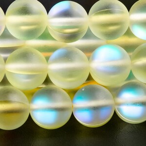 Mystic Aura Quartz Beads 8MM Matte Lemon Yellow Round Loose Beads (107552)