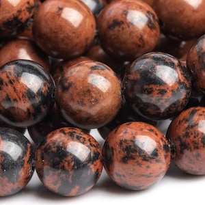 Genuine Natural Obsidian Gemstone Beads 7-8MM Mahogany Round AAA Quality Loose Beads (105400)
