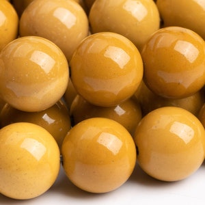 Genuine Natural Mookaite Gemstone Beads 10MM Yellow Round AAA Quality Loose Beads (103886)