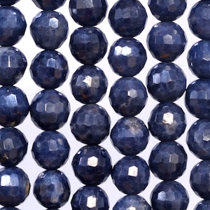 Genuine Natural Sapphire Gemstone Beads 6MM Blue Micro Faceted Round AA Quality Loose Beads (107443)