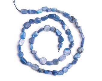 Genuine Natural Kyanite Gemstone Beads 6-8MM Blue Pebble Nugget AA