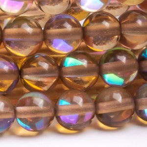 Mystic Aura Quartz Beads 6MM Cocoa Brown Round Loose Beads (104573)