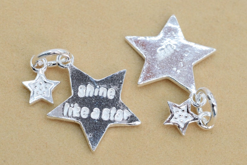 15x13MM 7x5MM Sterling Silver Star Charm 1 Pcs 62135