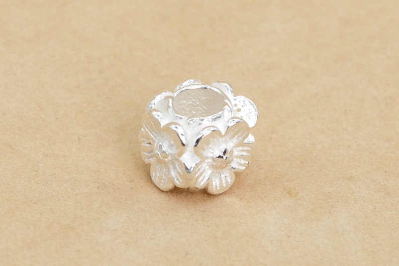 2 Pcs 8x8MM Sterling Silver Floral Tube Spacer Beads for Jewelry Making 63998-2134