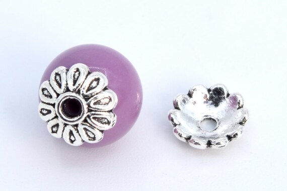 8x4MM Floral Bead Cap Antique Silver Tone Zinc Alloy 30 Pcs Bulk Lot Options 63087-2348