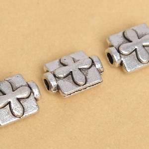 20 Pcs - 9x7MM Antique Silver Tone Rectangle Spacer Beads (63357-2395)