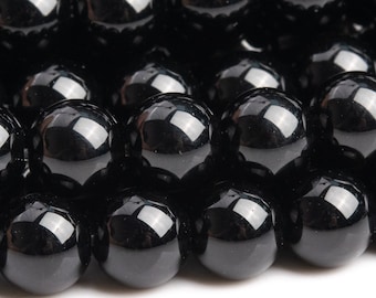 Perlas de piedra preciosa de ónix natural genuinas, 6 mm, redondas, negras, calidad AAA, sueltas (104612)