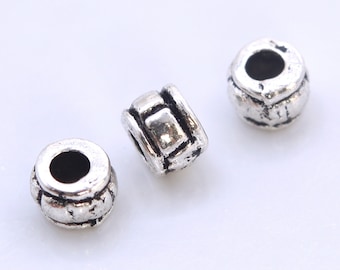 100 Stück - 3 MM Antik Silber Ton tibetische Tube Spacer Perlen für die Schmuckherstellung (61348-2033)