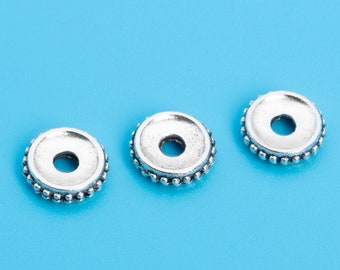 30 Pcs - 6x1MM Antique Silver Tone Rondelle Spacer Beads (62681-2295)