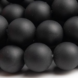 Genuine Natural Onyx Gemstone Beads 9-10MM Matte Black Round AAA Quality Loose Beads (105079)