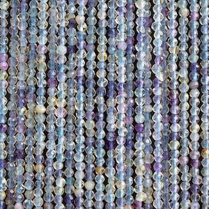 Genuine Natural Fluorite Gemstone Beads 2MM Multicolor Faceted Round AAA Quality Loose Beads (107674)