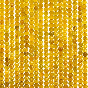 Jade Gemstone Beads 3x2MM Ochre Yellow Faceted Rondelle AAA Quality Loose Beads (116561)