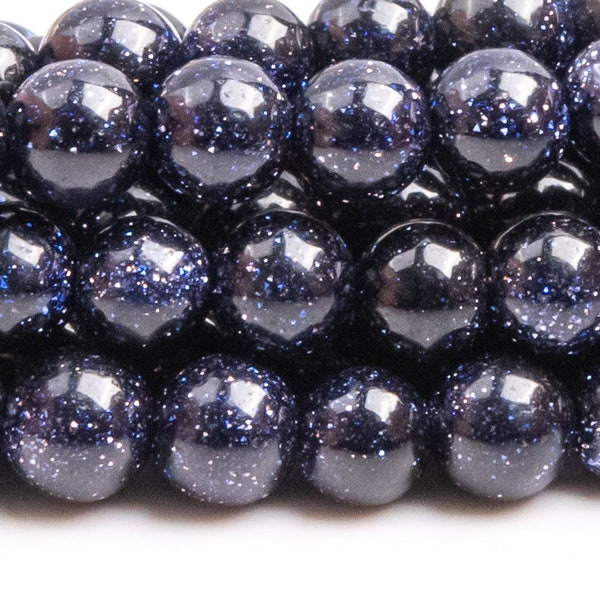 Goldstone Beads 3-4MM Night Sky Blue Round Loose Beads (100101)