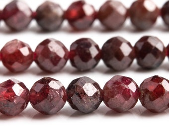 Echte Natürliche Granat Edelstein Perlen 4MM Wein Rot Facettiert Runde A + Qualität lose Perlen (102406)