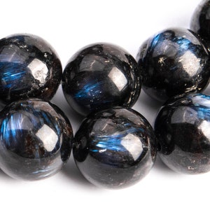 Genuine Natural Russian Arfvedsonite Gemstone Beads 11MM Black Round AA Quality Loose Beads (116279)