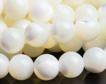 8MM Natural White Trochidae Shell Grade AAA Round Gemstone Loose Beads 15.5" 