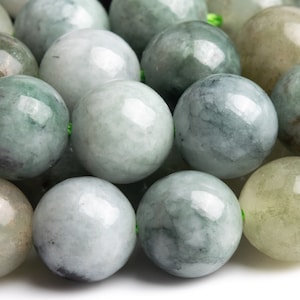 Genuine Natural Burma Jade Gemstone Beads 8MM Light Green Round AA Quality Loose Beads (107737)