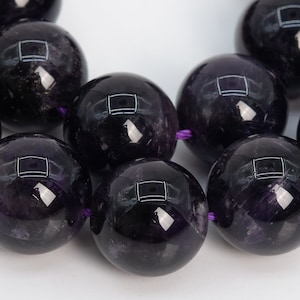 Genuine Natural Amethyst Gemstone Beads 14MM Deep Purple Round AAA Quality Loose Beads (108707)