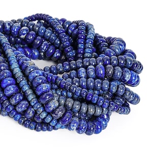 Genuine Natural Lapis Lazuli Gemstone Beads 6X4MM 8X5MM 10X6MM Blue Rondelle AAA Quality Loose Beads