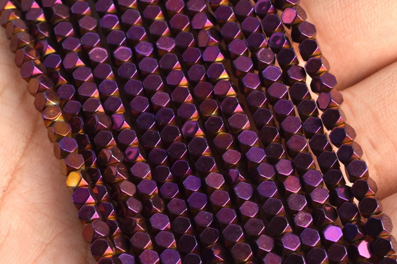 3MM Purple Hematite Beads Octagon Cube Grade AAA Natural Gemstone Loose Beads 149 Pcs 104697