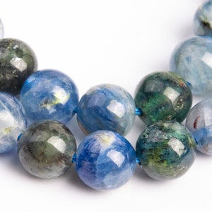Genuine Natural Kyanite Gemstone Beads 6-7MM Deep Green Blue Round A Quality Loose Beads (116129)