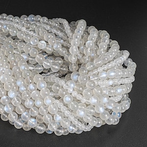AAA Genuine Natural Indian Moonstone Gemstone Beads 5-6MM/7MM/ 8MM//9MM/10MM Blue Flash Round Loose Beads (101647)