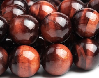 Perles de pierres précieuses naturelles véritables en oeil de tigre, perles rondes de qualité AAA, rouge acajou 12 mm (107123)