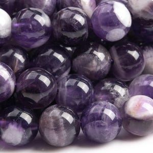 AA Natural Dark Purple Dog Teeth Amethyst Gemstone Beads 8MM Deep Purple Round  Loose Beads 15&quot; Strand (124061)