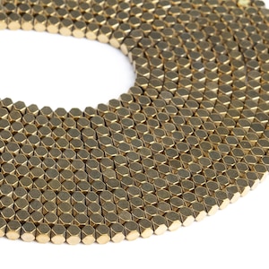 Hematite Gemstone Beads 3MM Champagne Gold Octagon Cube AAA Quality Loose Beads 104817 image 2