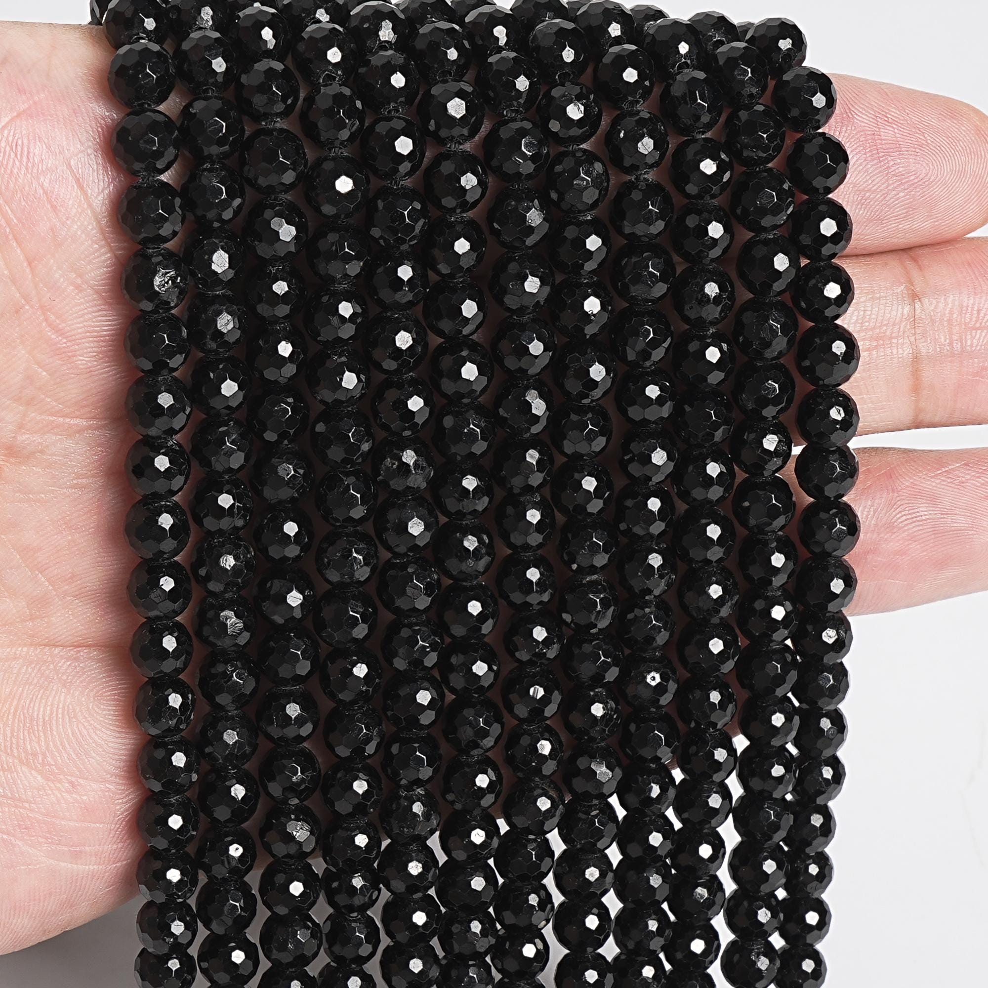 Perle Di Tormalina Nera 6mm - 50 Pezzi Naturali Per Gioielli | Pietre Sfaccettate Non Trattate - Foto 9