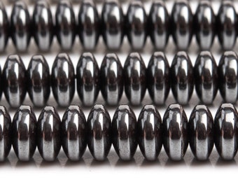 Genuine Natural Hematite Gemstone Beads 6x2MM Black Rondelle AAA Quality Loose Beads (101390)