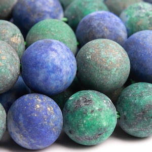 Contas de pedra preciosa azurita 10 mm verde fosco e azul redondo qualidade AAA contas soltas (101262)