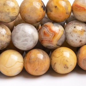 Genuine Natural Crazy Lace Agate Gemstone Beads 8-9MM Orange Cream Round AAA Quality Loose Beads (100154)