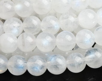 Genuine Natural Rainbow Moonstone Gemstone Beads 4MM White Round AA+ Quality Loose Beads (120641)