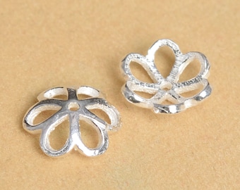 8 pcs - Casquette en argent sterling à fleurs creuses de 7 mm (64456-2139)