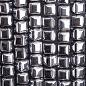 Hematite Gemstone Beads 8MM Silver Rounded Cube AAA Quality Loose Beads (104541)