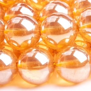 Crystal Quartz Gemstone Beads 10MM Orange Round AAA Quality Loose Beads (102089)