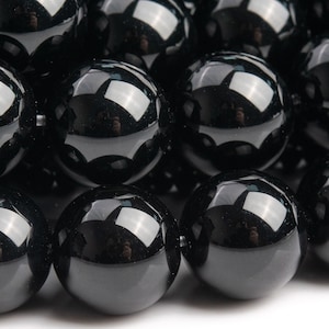 Genuine Natural Onyx Gemstone Beads 10MM Black Round AAA Quality Loose Beads (105328)