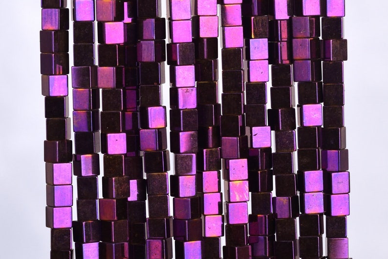 124 Pcs 104807 3MM Purple Hematite Beads Cube Grade AAA Natural Gemstone Loose Beads