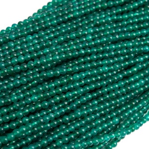 Malaysian Jade Gemstone Beads 2MM Peacock Green Round AAA Quality Loose Beads (110820)