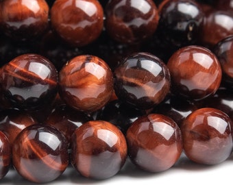 Véritables perles naturelles en oeil de tigre, 6 mm, acajou rouge, rond, qualité AAA, perles (100211)