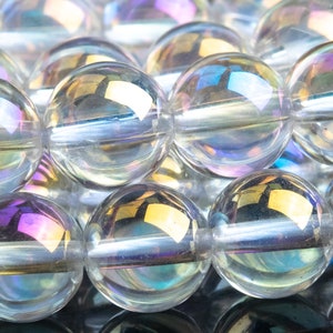 Crystal Quartz Gemstone Beads 8MM Rainbow Round AAA Quality Loose Beads (102095)