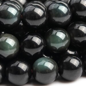 Genuine Natural Obsidian Gemstone Beads 6MM Rainbow Round A Quality Loose Beads (100714)