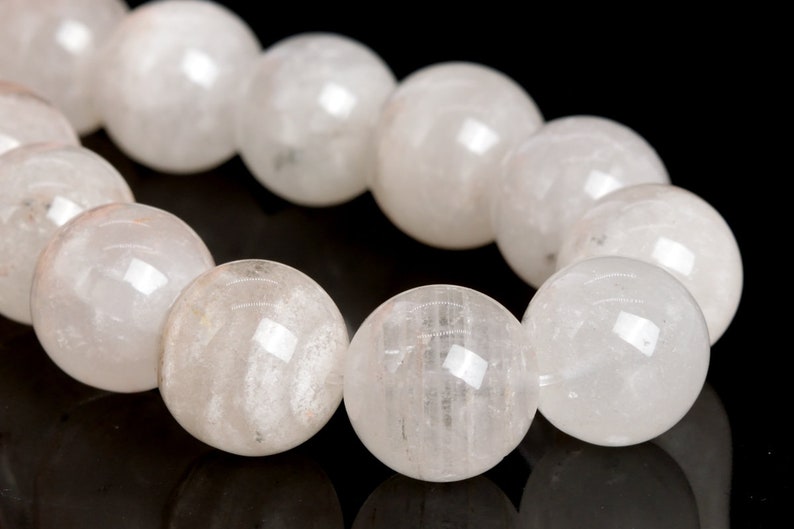 12MM White Lace Phantom Quartz Beads Grade A Genuine Natural Round Gemstone Loose Beads 108305 17 Pcs