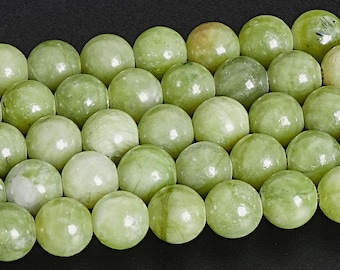 Perline di giada cinese naturale autentica, perline rotonde sfuse di qualità AAA, verde peridoto, da 6 mm (113461)