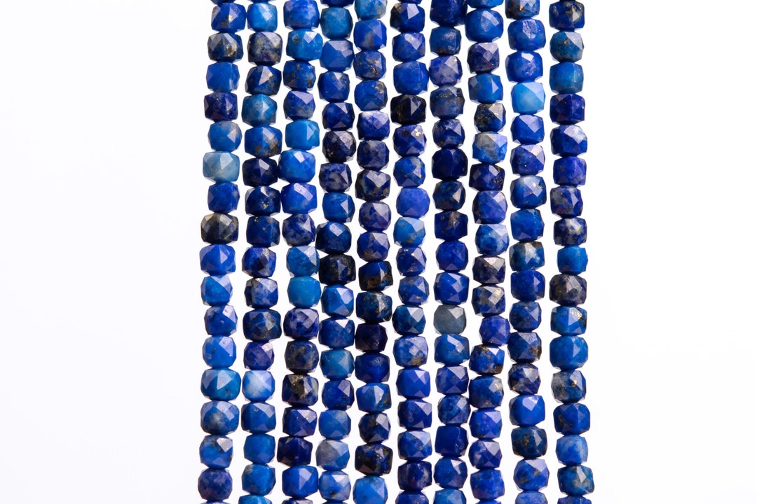 Genuine Natural Lapis Lazuli Gemstone Beads 2x2mm Deep Blue Faceted ...