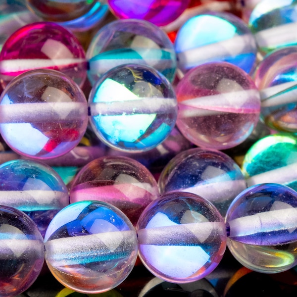 Mystic Aura Quartz Beads 8MM Rainbow Round Loose Beads (104582)