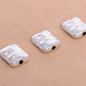 10 Pcs - 11x8MM Antique Silver Tone Wavy Rectangle Spacer Beads (64616-2543)