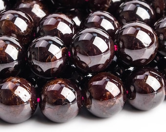 Genuine Natural Garnet Gemstone Beads 9-10MM Wine Red Round AA Quality Loose Beads (101712)